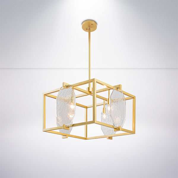 Modern Square Pendant Lamp With Glass Shade For Dinning Room Living Room