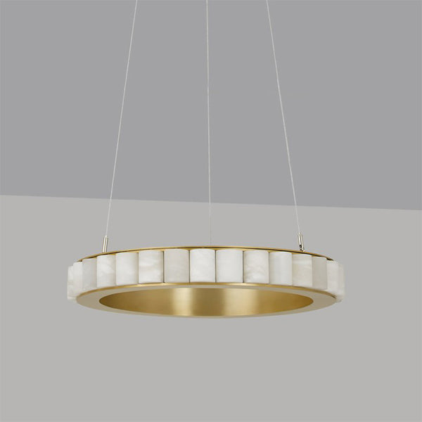 Elegant Metal And Alabaster Round Circle Living Room Led Hanging Pendant Lamp With Low Voltage Electronic