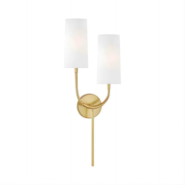 Modern two heads wall lamp with fabric lamp shade